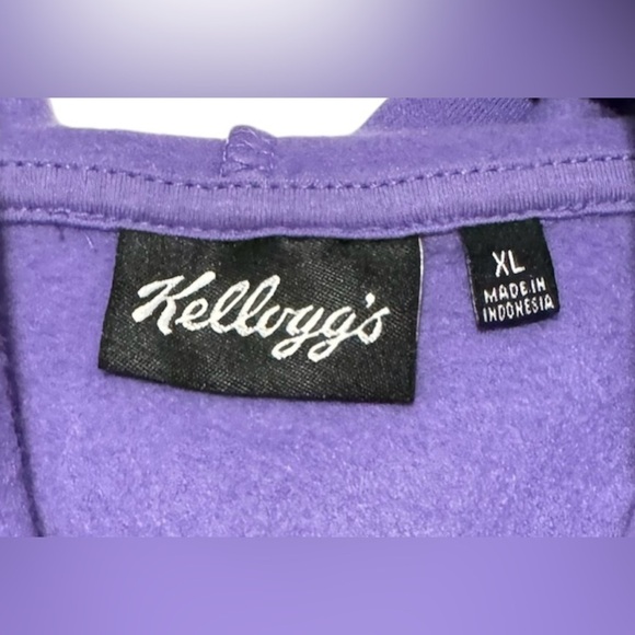 Kellogg's Froot Loops Breakfast Cereal Logo Purple Pullover Hoodie Sz XL & L - Picture 3 of 4